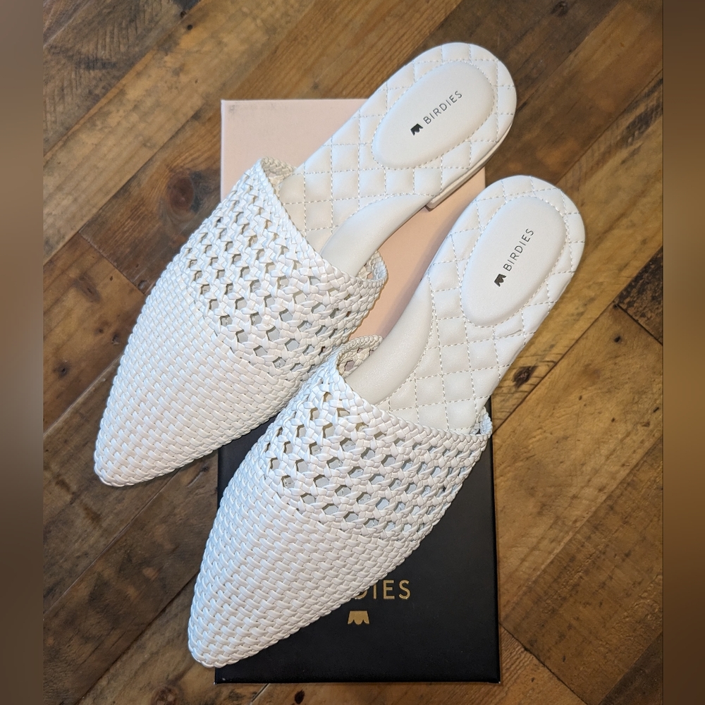 Birdies The Dove White Ecru Slide Flat Sz. 10